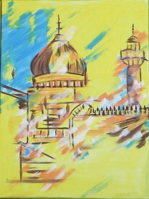 Ahson_Qazi_Geometrical_Islamic abstract artahson_qaziShades_of_DivinityIslamic_Artstretched canvass 12x16 by Ahson Qazi